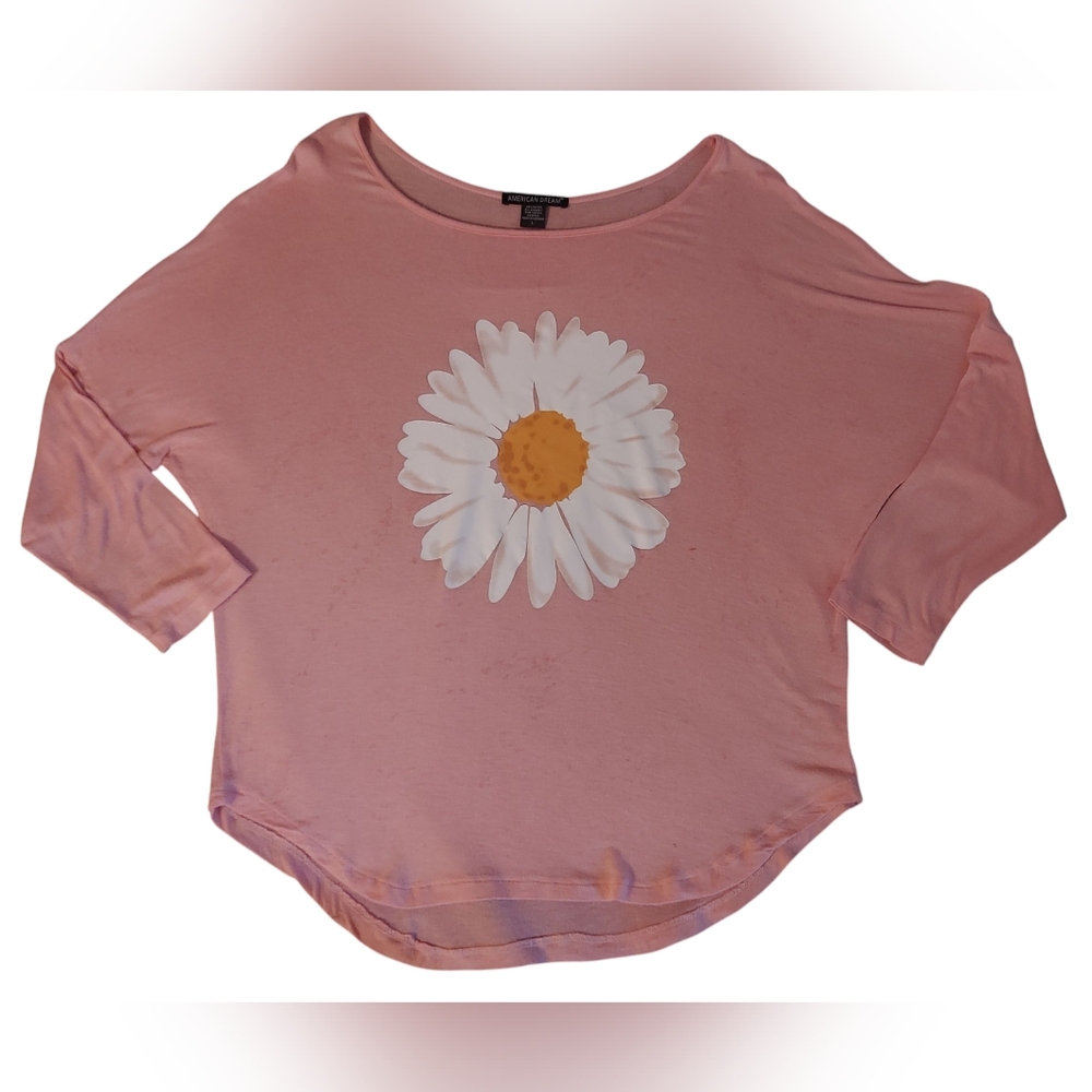 American Dream Pink 3/4 Sleeve Boxy T-Shirt LARGE